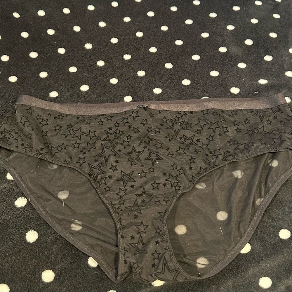Star Patterned Black Panties